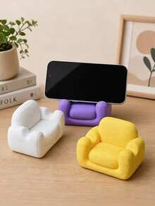 Cream Style Mini Sofa Phone Stand, Cute Creative Desktop Tablet Holder, Hands-Free Sofa Shaped Decor, Suitable For Desk Office Bedroom Living Room, Gift For Female Friends And Home Decor Enthusiasts - Multicolor - View 1