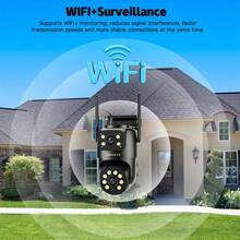 szsinocam 1 buah Kamera PTZ WiFi Dual-Lens 720P, Kamera Pemantauan Luar Ruangan Nirkabel 2.4G, Didukung USB (Tanpa Baterai Internal), Deteksi Manusia AI, Penglihatan Malam Berwarna Penuh, Peringatan Gerak - Hitam - View 8