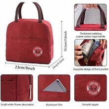Thermal Insulation Lunch Bag With Built In Aluminum Foil Thermal Insulation Bento Bag Large Capacity Portable And Easy To Carry Suitable For Students Office Picnics Outdoor Activities Initial Name 26 Letters Pattern - Red - View 2
