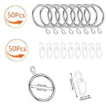20/60/100pcs (10 Metal Rings & 10 Plastic Hooks / 30 Metal Rings & 30 Plastic Hooks / 50 Metal Rings & 50 Plastic Hooks) With Plastic Hooks Metal Curtain Rings Hanging Rings And Curtain Hooks Window Shower Rings, 30mm/1.18in Diameter (Black, Silver) - Multicolor - View 15