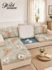 1pc Minimalist Modern Printed Milk Silk Elastic Sofa Cushion Cover, Suitable For All Seasons - Multicolor - View 2