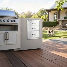 18x23 Inch Outdoor Kitchen Stainless Steel Triple Access BBQ Drawers With Chrome Handle, 18 X23 X 23 Inch - 18 X 23 X 23 Inch - View 10