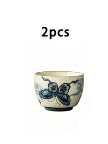 1pc/2pcs/4pcs Vintage Blue And White Butterfly Ceramic Tea Cup, Exquisite Hand-Painted Butterfly And Auspicious Cloud Espresso Cup, Home Tea Drinking Master Cup, Kung Fu Tea Set Single Cup, Gift, Combination Pack, Party/Guest Set - Multicolor - View 11