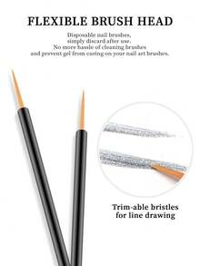 50pcs/Pack Disposable Nail Art Liner Brushes, Multi-Functional Fine Tip Color Filling Brushes, No-Wash Gel Nail Brushes, Disposable Nail Art Tools For Nail Salons, Suitable For Home DIY Nail Design Beginners - Black - View 3