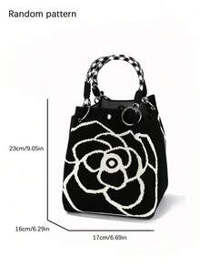 Classic Colorblock Polka Dot Casual Versatile Artistic Bucket Bag, Multi-Functional Daily Commute Handbag, Suitable For Niche Shopping And Dating - Black - View 5