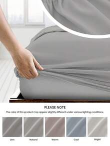 HONEYMOON 1pc Soft Comfortable Solid Color Fitted Sheet, Bed Cover Protector, Lightweight Breathable, 9.84 Inch/25cm Deep Pocket, Machine Washable, Fits All Bed Sizes, Suitable For Dorms And Guest Rooms (Pillowcase Not Included), Back To School Dorm Essentials, Bedding, Light Gray - Light Stone Gray - View 6