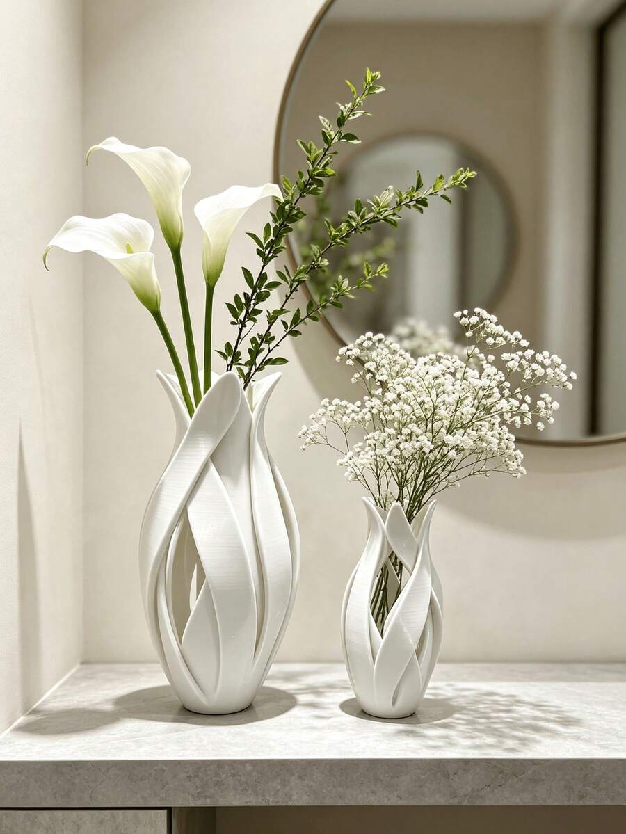 1/2pcs Creative Petal Wrapped Hollow Vase, Streamlined Artistic Floral Vessel, Desktop Dried Flower & Artificial Flower Storage Decor, Modern Luxury Style Living Room Entryway Tabletop Home Decoration Craft Vase