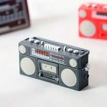 Mini Retro Radio Model, Fully Detailed Replica Vintage Cassette Radio Model, Classic Gray Mini Version Suitable For Dollhouse Scene Setup, Retro Desktop Decoration, Photography Prop - Mini Radio - View 4