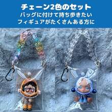 EdisonBrain ガチャ詰め クリアポーチ アクリル チェーン 2色セット 7×12×1cm カラビナ付き 推し活 PVC 防水 透明 小銭入れ キーホルダー 痛バック ミニバッグ - 写真のように - チェックする 3