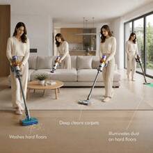 Dyson V15s Detect Submarine Cordless Wet & Dry Vacuum, Yellow/Nickel, 60 Min Runtime, LCD Screen, Anti-Tangle Pet Hair Tool, Hard Floor Washer, Multi-Surface Cleaner - US A Type Plug(220-240V) - View 3