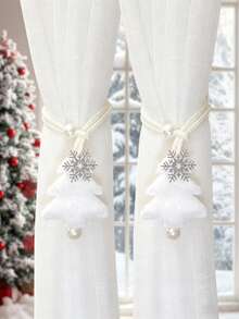 4pcs/2pcs Christmas Tree Snowflake Curtain Tiebacks, Easy To Store Curtain Tie Ropes, Suitable For Sheer Curtains, Fabric Curtains Decoration And Holiday Atmosphere Decoration, Christmas Gift - Christmas Tree Curtain Tiebacks - View 17
