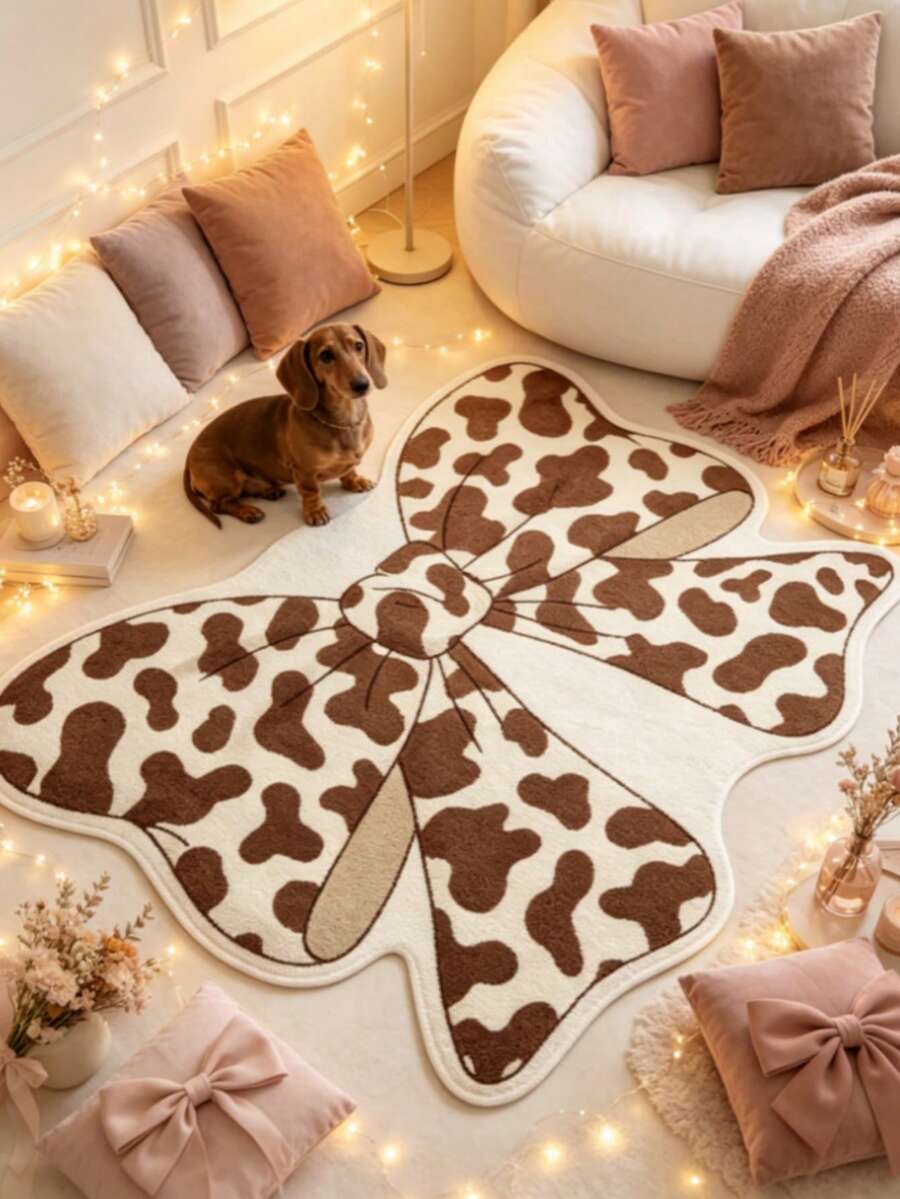1pc Pink Bow Pattern Floor Mat, Decorative Carpet, Bedroom Decor, Small Rug, Carpet, Home Decor, Living Room Carpet, Small Living Room Rug, Bedroom Rug, Living Room Home Decor, Outdoor Rug, Washable Carpet - Multicolor 11 - View 1