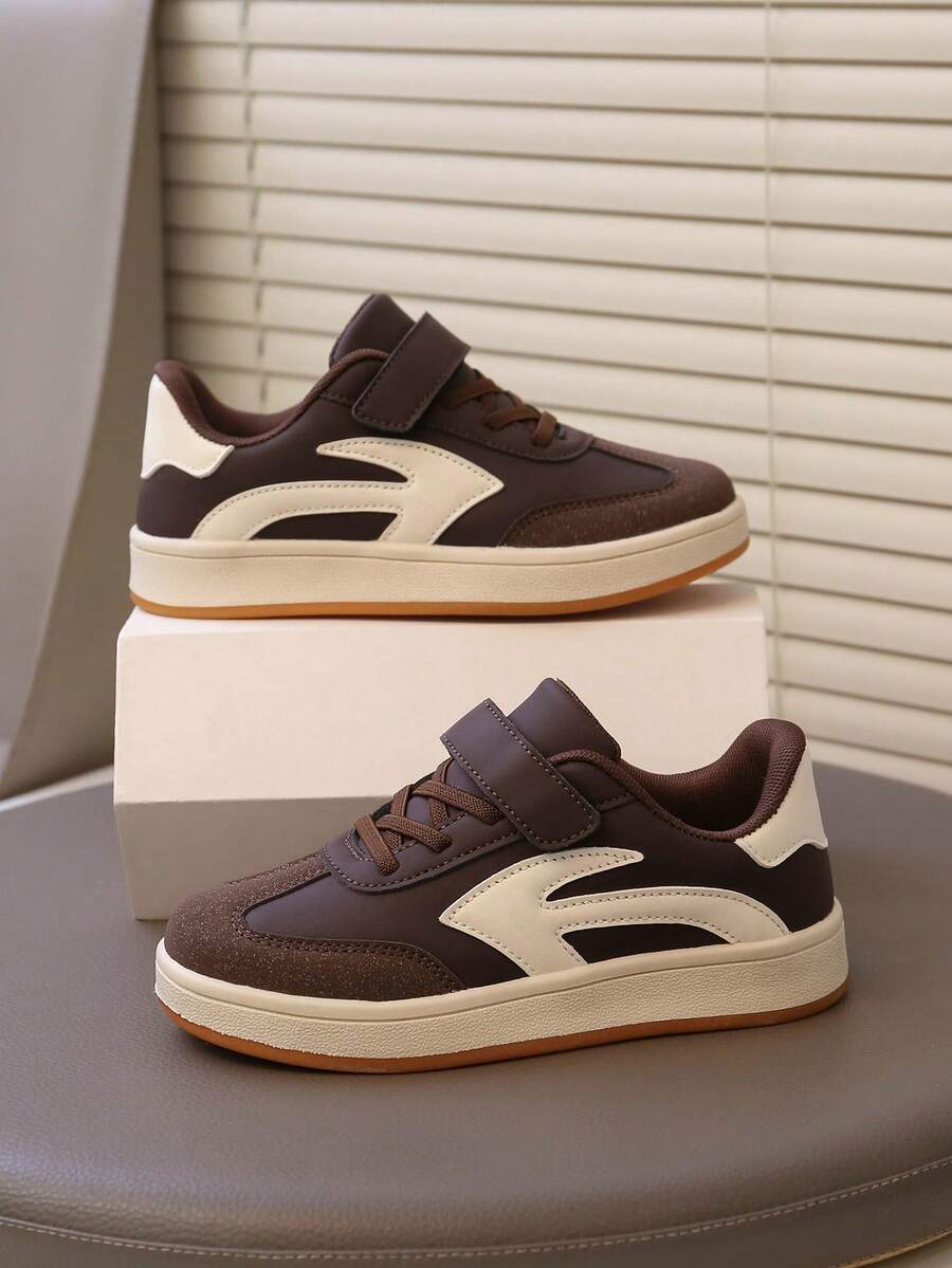 New Children's Sports Shoes Boys Hook And Loop Comfortable Flat Shoes Shoes Training Shoes - Brown - View 1