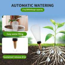 3pcs 16.91oz Large Capacity Transparent Diamond Automatic Watering Device, Clay Slow Release Anti-Clogging Drip Watering Tool, Indoor Drip Irrigation Watering System, Potted Plants Watering Device - Multicolor - View 3