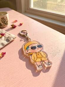 1Pc/6Pcs K-Pop Themed Acrylic Keychains, Featuring Chibi Member Fun Costume Designs (Yellow Suit, Formal Wear, Black Jacket, Flower, Lightstick), Fashionable Bag Charm, Suitable For Back To School, Gift For K-Pop Fans, Exquisite Collection, All Season - Multicolor - View 8