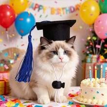 2/6/10/14pcs Mini Pet Graduation Cap, Adjustable Dog Cat Graduation Hat With Colorful Tassel, Pet Costume Photo Prop Accessory - Multicolor - View 3