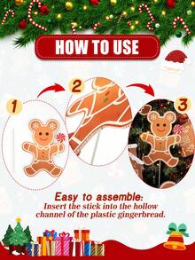12pcs-Christmas Tree Decorative Branches, Large Gingerbread Man Christmas Tree Branches, Christmas Gingerbread Man Tree Top Decoration, Suitable For Christmas Tree, Winter Holiday, Home Party And Vase Decoration - Multicolor - View 4