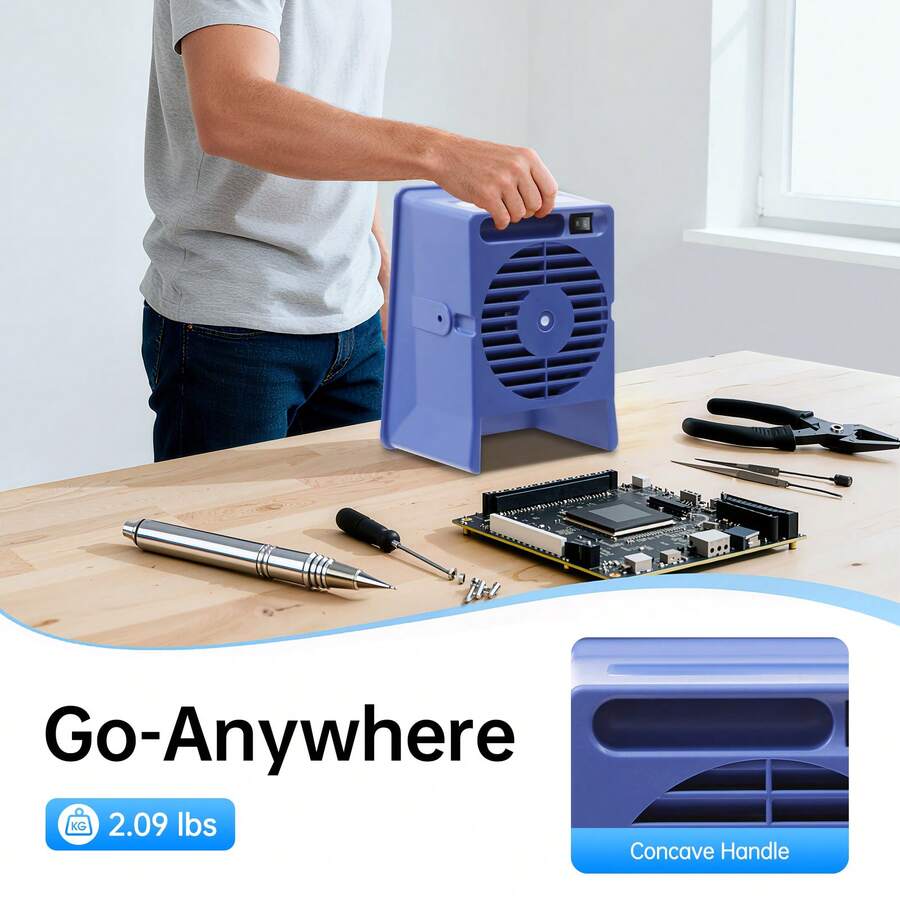 Blue Compact Soldering Fume Extractor, 1.07M³/Min Air Flow Static Conductive Material For Solder Work Odor Removal - Blue - View 1