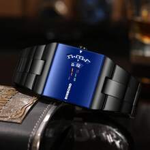 POEDAGAR Men's Stainless Steel Band Fashion Luminous Waterproof Square Quartz Watch, Suitable For Daily Wear, Can Be Given As Birthday Or Holiday Gift - Multicolor - View 8