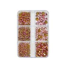 6-Grid Mixed Size Pointed Back Glass Nail Rhinestones, Nail Art Embellishment Accessory, DIY Nail Decoration, For DIY Nail Design And Daily Wear - Multicolor - View 10