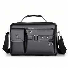 Maletín de negocios multifuncional para hombre, se puede llevar en la mano o como bolso de hombro.Múltiples compartimentos y bolsillos, adecuado para el trabajo, negocios y salidas diarias. - Negro - Ver 1