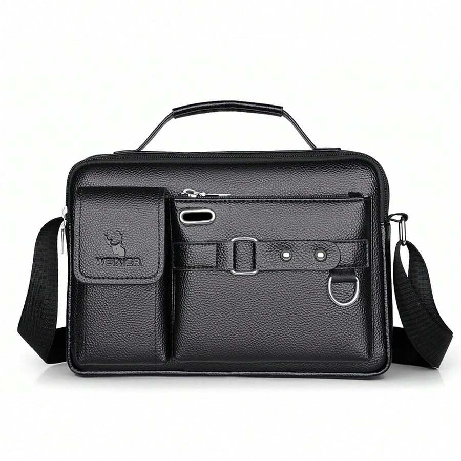 Maletín de negocios multifuncional para hombre, se puede llevar en la mano o como bolso de hombro.Múltiples compartimentos y bolsillos, adecuado para el trabajo, negocios y salidas diarias. - Negro - Ver 1