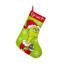 The Grinch The Christmas Stocking Set, Cartoon Printed Xmas Gift Socks, Fireplace Hanging Ornament, Holiday Party Home Decoration, Gift Bag For Candy Present - View 8