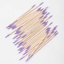 100PCS Double‑Ended Nail Polish Wiping Sticks, Cotton Buds Small Double‑Ended Eyebrow Tattoo Beauty Wiping Tools, Multi‑Purpose Manicure & Makeup Accessory - Purple - View 9