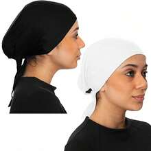 Awegeo 2Pcs Breathable Middle Eastern-Style Women's Turban Undercaps For Daily Headscarf Use - Multicolor - View 2