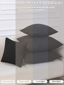 1pc Black Jacquard Decorative Pillow Case (Pillow Insert Not Included), Modern Minimalist Style Pillow Case Suitable For Sofa, Living Room Home Decor, Bedroom, Also Can Be Used For Car, High-End Minimalist Design, Suitable For Daily Use - Black - View 7