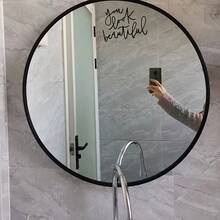 1pc You Look Beautiful Inspirational Quote Vinyl Sticker, Handwritten Text Motivational Decal For Mirror Wall Bathroom Bedroom Home Glass Decor - Black - View 6