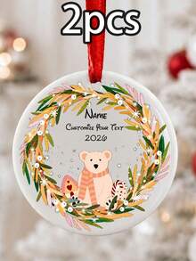Custom Christmas Ornament, Personalized Name And Text Holiday Hanging Decor, Festive Snowman Wreath Style, Customized Christmas Tree Ornament, Customizable Wall Hanging Keepsake, Christmas Home Decor, Holiday Gift 2026, Room Decor, Family Gift - Style B - View 25