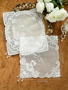 Personalized Bridal Hanky - Custom Name & Date Embroidered Wedding Handkerchief With Tassel, Elegant Lace Suitable For Wedding Ceremony Accessories, Bachelorette Party Gift, Bride To Be Keepsake - Multicolor - View 5