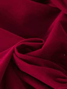1pc Burgundy Velvet Lace Collar Long Sleeve Dress For Baby Girls, Front Button Vintage Palace Style High Waist A-Line Dress - Burgundy - View 10