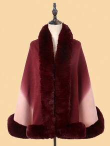 1 buah Jubah Luar Bulu Lembut Kancing Mutiara Gradien Warna Solid Musim Dingin - MultiWarna - View 16