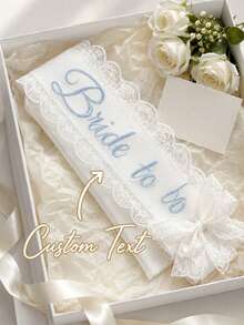 Customizable Bridal Lace Shoulder Strap, Personalized Name Text, Bridal Shower Bachelorette Party Wedding Accessory, Bridal Engagement Gift - Multicolor - View 6