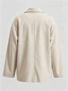 French Style Beige Loose Casual Blazer, Classic Lapel Two-Button, Dropped Shoulder Relaxed Fit, Minimalist Solid Color, Versatile For Any Inner Layer, Suitable For Commuting And Travel, Spring And Autumn All-Match Elegant Women's Blazer Jacket - Apricot - View 9