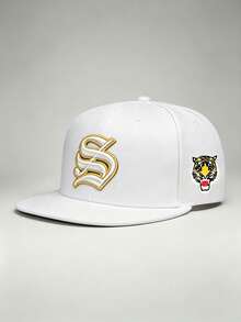 1pc Men Hat Letter S Embroidered Side Tiger Head Printing Hats For Men, Adjustable Hat, Perfect For Parties, Travel, And Sun Protection - Multicolor - View 4