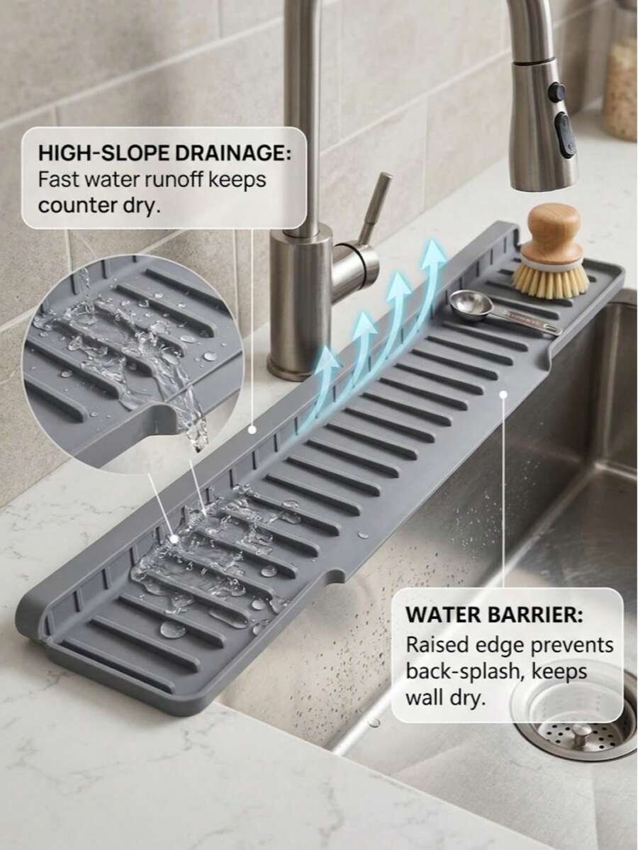 Alas Tetesan Keran, Alas Silikon Pelindung Cipratan Dapur, Alas Pengeringan Piring, Pelindung Cipratan Meja Dapur, Penghalang Air Lipat, Drainase Kemiringan Tinggi, Baki Tahan Air untuk Meja Wastafel, Cocok untuk Dapur dan Kamar Mandi, Perlengkapan Dapur, Kebutuhan Dapur, Kebutuhan Rumah Tangga, Kebutuhan Pembersihan Dapur Musim Panas, Halloween, Kebutuhan Rumah Tangga Natal - MultiWarna - View 1