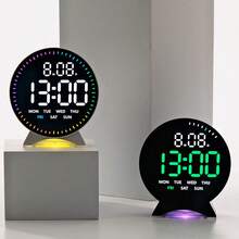 NieNie Digital Alarm Clock Week Date Second Hand Display With Mood Light Dual Alarm Snooze Table Clock 12/24H Auto Dimmable DST LED Clock(Battery Not Included) - one-size - View 12