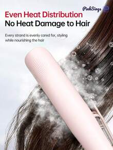 PinkSings Mini Size Steam Hair Straightener, 2-In-1 Cold Mist Hydrating Straightener & Curler, Anti-Frizz Hair Care With Less Damage - Pink - View 4