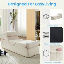 Modern Corduroy Adjustable Lounge Sofa, Washable Fabric Couch With Solid Wood Frame For Home Use - Beige - View 6