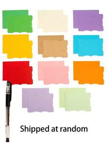 10/20/30/40pcs Stationery Set, Mini Wavy Edge Blank Greeting Cards & Colored Western Envelopes, Self Adhesive Seal Note Cards, Mixed Multi Colors Red Green Pink Ivory Purple Blue Gold Orange Kraft Brown For Party Invitation Gift Message - Multicolor - View 9