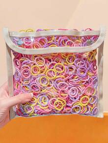 500/300/100pcs Colorful Basic Hair Ties, High Elasticity Non-Damaging Hair Accessories - Suitable For Girls And Women, Daily Essential - Multicolor - View 14