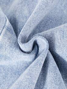 Teen Girl Spring Casual Versatile Daily Travel Denim Jeans With Pockets And Buttons - Blue - View 7