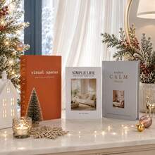 3pcs/Set Premium Paper Faux Decorative Books, American Vintage Style Fake Books, Living Room, Study Home Decor Sculpture Display, Holiday Stackable Decorative Items - 3pcs - View 6