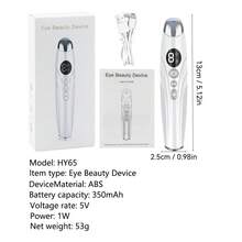 Electric Eye Massager With Warm Care, 3 Intensity Levels, Metal Massage Head And LED Display, Portable Under-Eye Beauty Device, Suitable For Daily Skincare, 350mAh - White - View 11