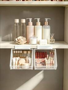 Mirror Cabinet Hanging Iron Storage Rack Makeup Organizer Bathroom Vanity Organizer Mesh Basket Storage Solution Wall Mounted Cabinet Kitchen Organizer Home Organization Storage Shelves - View 6