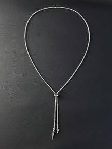 1pc Men's New Stainless Steel Rivet Ball Pendant Necklace, Fashionable Titanium Steel Jewelry - Silver - View 9