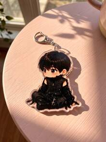1Pc/6Pcs K-Pop Theme Acrylic Keychains, Featuring Chibi Member Casual & Stage Outfit Designs With Glasses And Jacket Styles, Fashionable Bag Charms, Suitable For Back To School, Gift For K-Pop Fans, Exquisite Collection, All-Season Use. - Multicolor - View 9